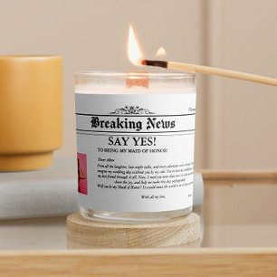 Newspaper Photo Maid of Honor or Bridesmaid Scented Candle