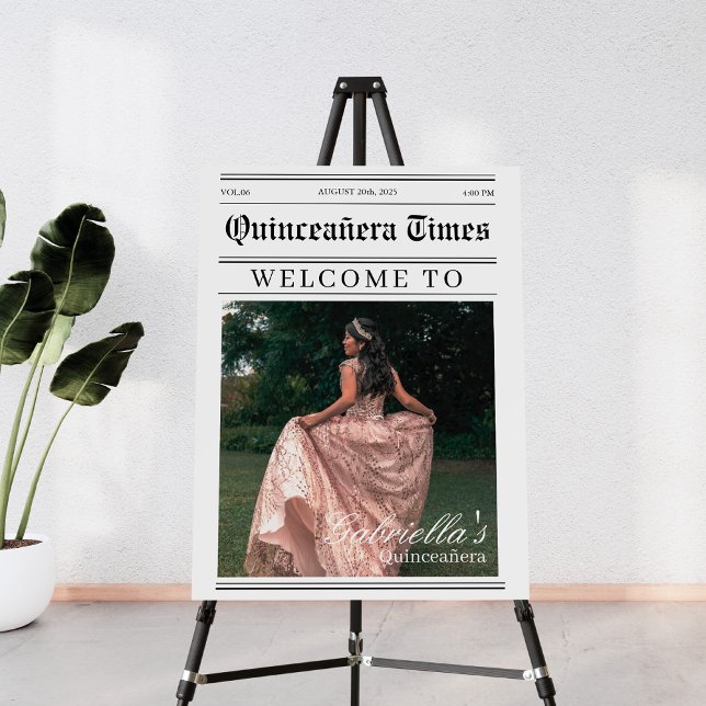 newspaper photo quinceañera welcome foam board (Creator Uploaded)