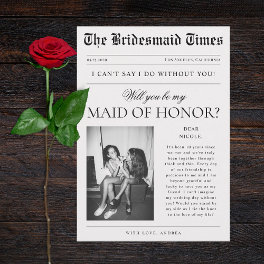 Newspaper Photo Unique Maid of Honor Proposal Invitation
