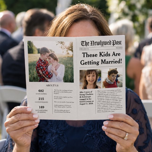 Newspaper Photo Wedding Program Timeline Flyer (Creator Uploaded)