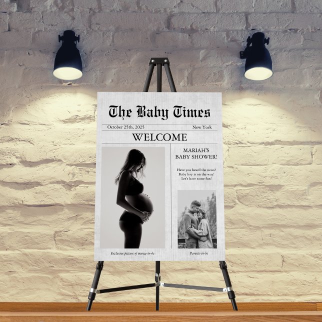 Newspaper Photo Welcome Sign Baby Shower (Creator Uploaded)