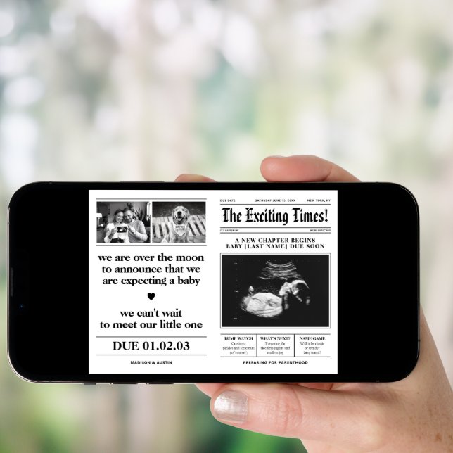 Newspaper Pregnancy Announcement Couple Photoshoot Poster (Front Digital)
