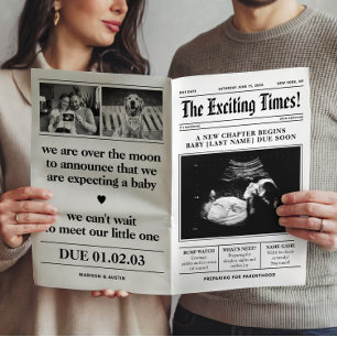 Newspaper Pregnancy Announcement Couple Photoshoot Poster