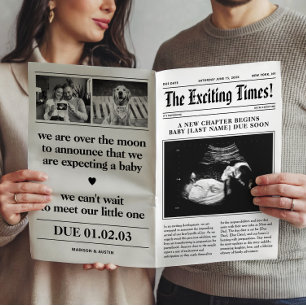 Newspaper Pregnancy Announcement Fold in Half  Poster