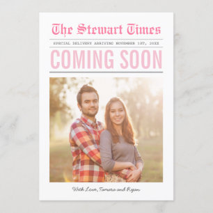 Newspaper Pregnancy Announcement Pink