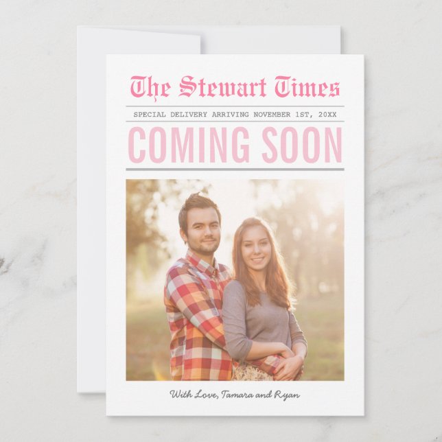Newspaper | Pregnancy Announcement | Pink (Front)