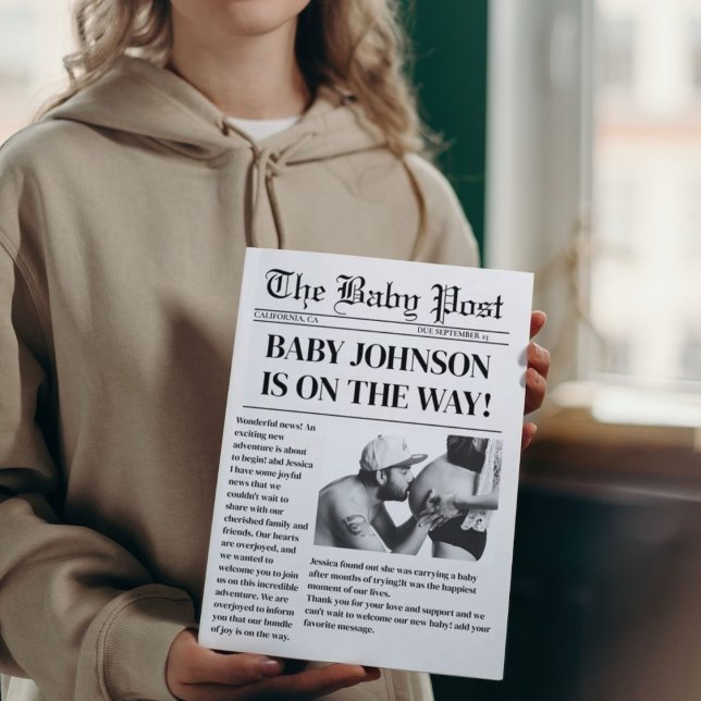 Newspaper pregnancy Baby Shower Announcement (Creator Uploaded)