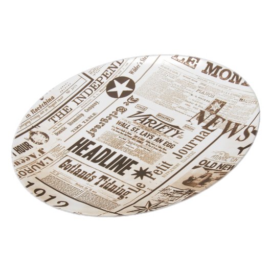 Newspaper Print Design Dinner Plate (Left Side)