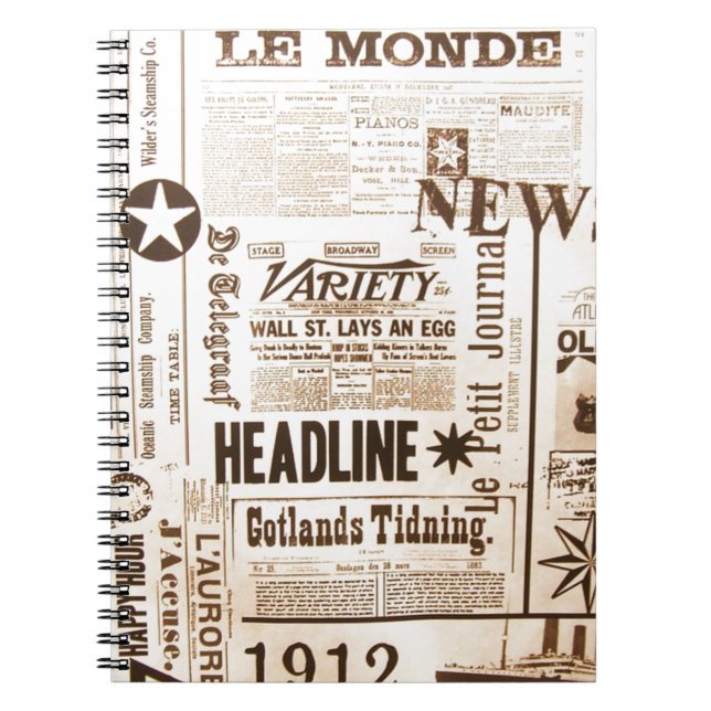 Newspaper Print Design Notebook (Front)