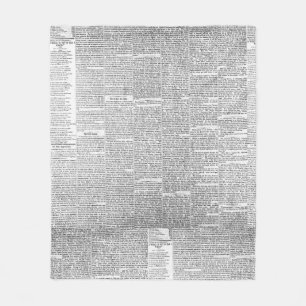 Newspaper Print Fleece Blanket