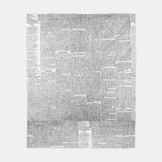 Newspaper Print Fleece Blanket