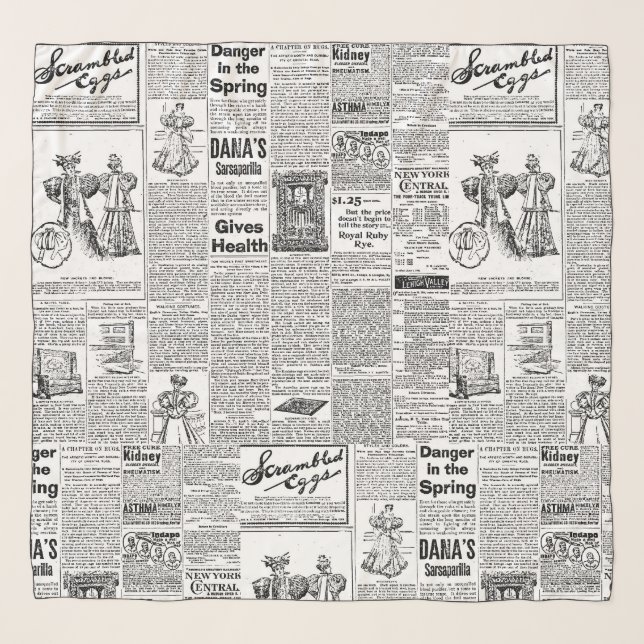 Newspaper Print Scarf (Front)