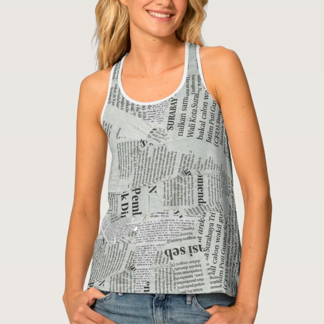 Newspaper Print Tank Top (Front)