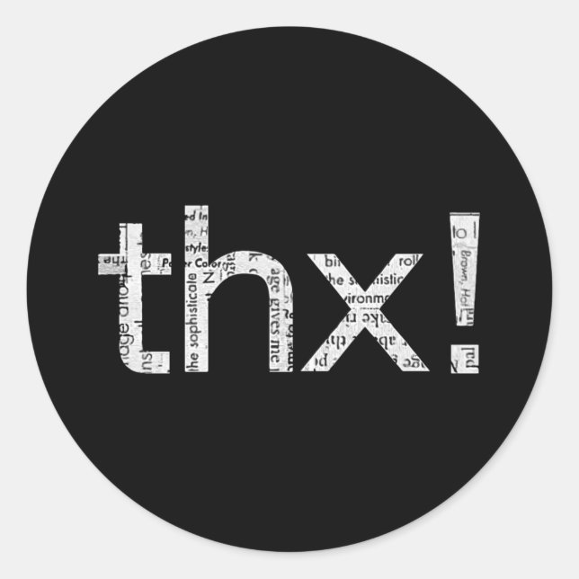 Newspaper Print "THX" Typography Stickers (Front)