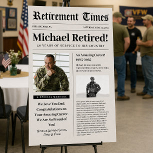 Newspaper Retirement Military Vet Foam Board Sign