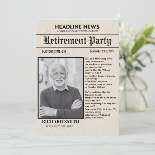  Newspaper Retirement Party Invitation