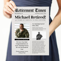 Newspaper Retirement Sign Gift for Military Vet