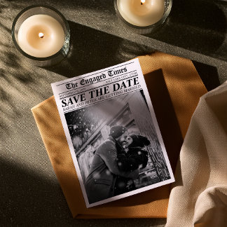 Newspaper Retro Unique Save the Date