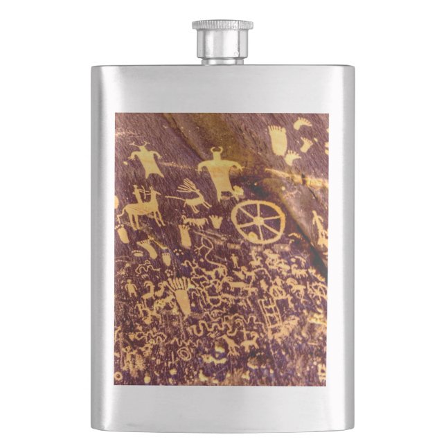 Newspaper Rock American Indian Utah Hip Flask (Front)