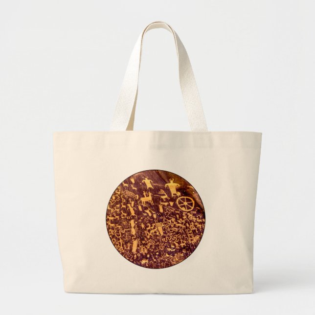 Newspaper Rock American Indian Utah Large Tote Bag (Front)