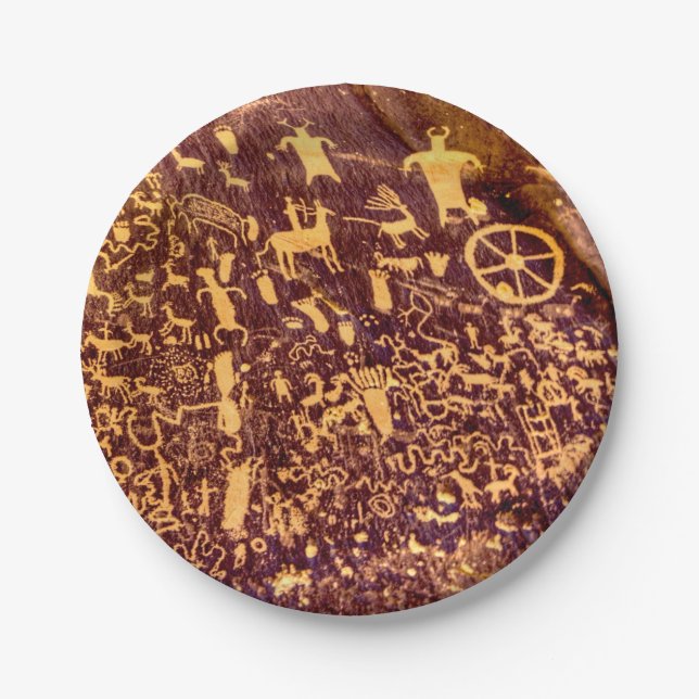 Newspaper Rock American Indian Utah Paper Plates (Front)