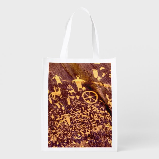 Newspaper Rock American Indian Utah Reusable Grocery Bag (Back)