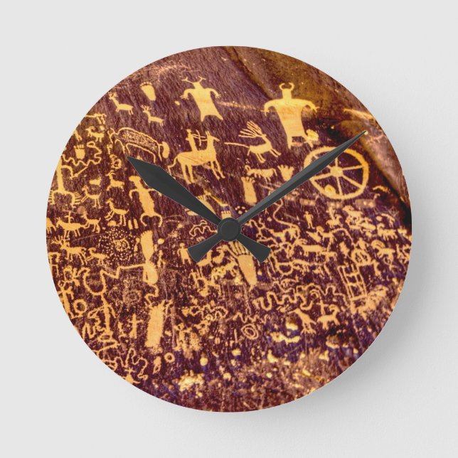 Newspaper Rock American Indian Utah Round Clock (Front)