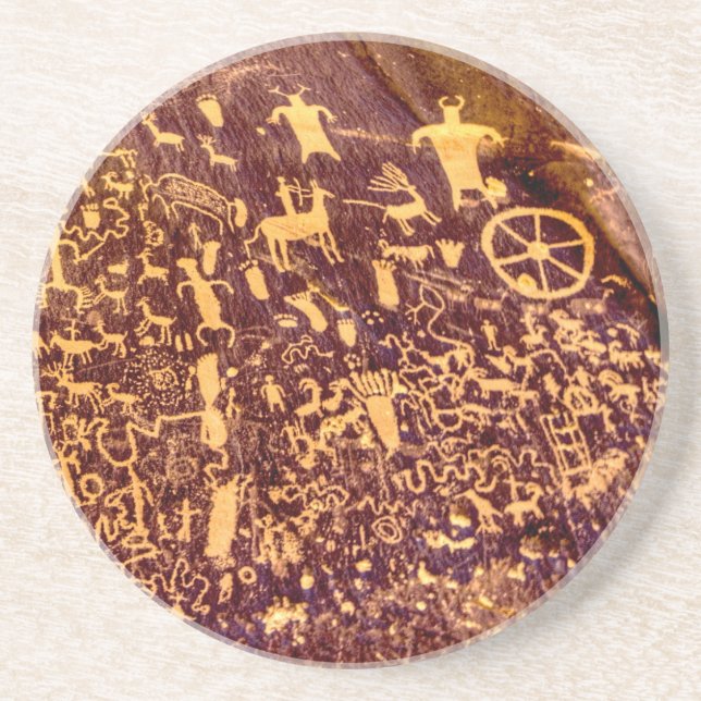 Newspaper Rock American Indian Utah Sandstone Coaster (Front)