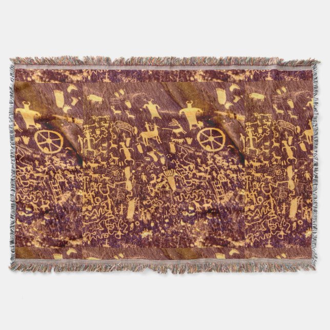Newspaper Rock American Indian Utah Throw Blanket (Front)