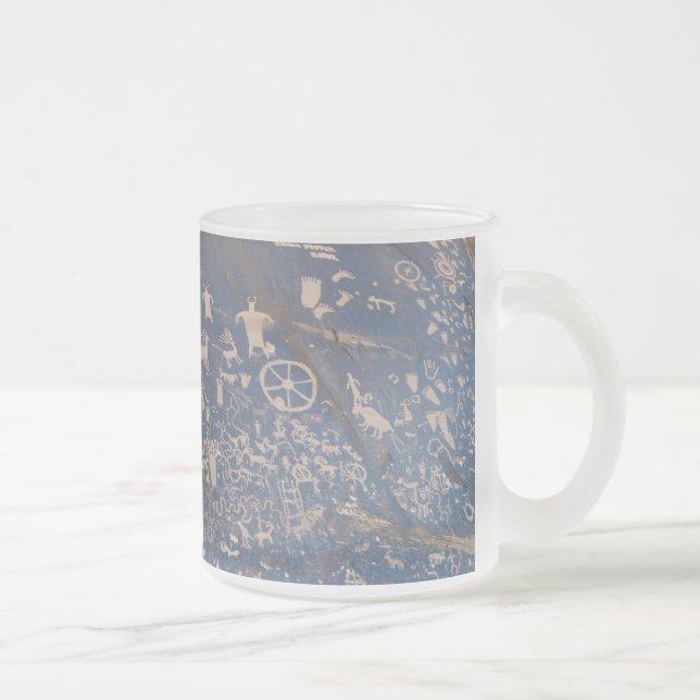 Newspaper Rock Frosted Glass Coffee Mug (Right)