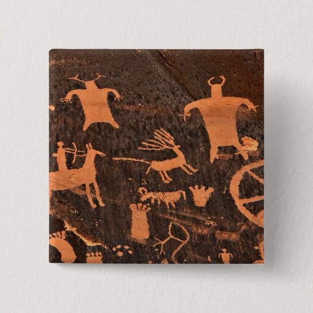 Newspaper Rock Petroglyph Panel - Utah Button (Front)
