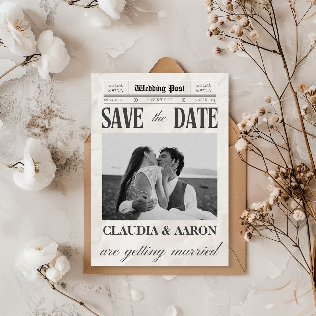 Newspaper Save the Date Photo Invitation (Creator Uploaded)
