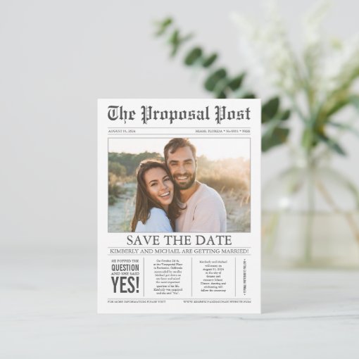 Newspaper Save the Date Photo Postcard | Zazzle