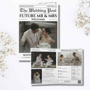 Newspaper Save the Date Wedding Card