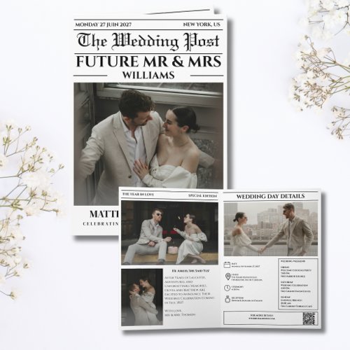 Newspaper Save the Date Wedding Card