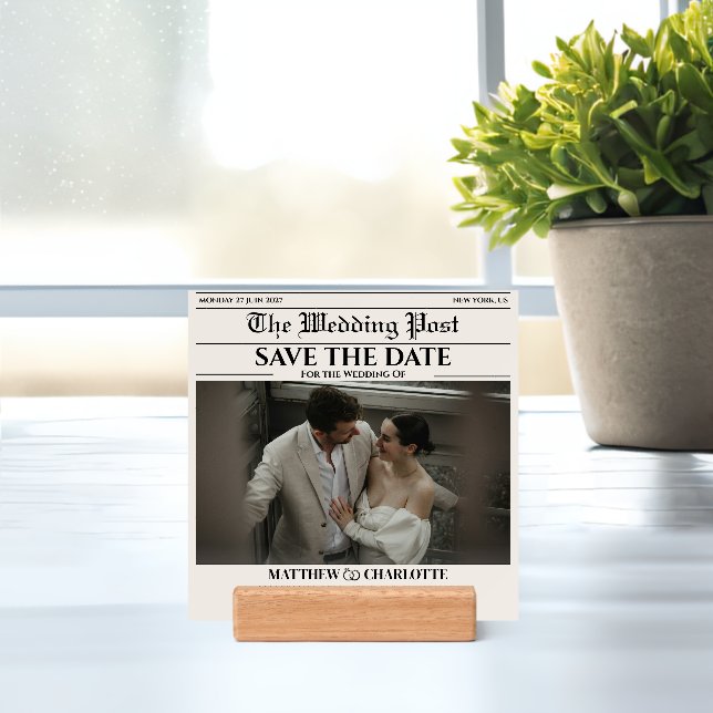 Newspaper Save the Date Wedding Picture Ledges Holder (Insitu 1)