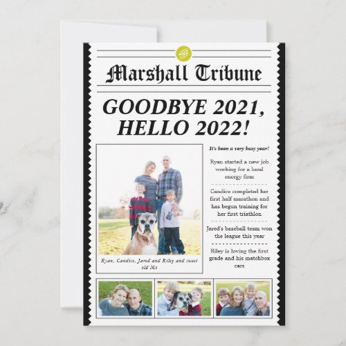 Newspaper Style Family Newsletter Holiday Card