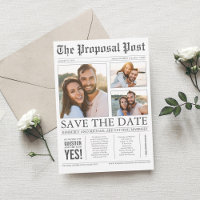 Newspaper Style Fun 3 Photos Save the Date