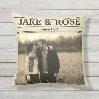 Newspaper Style (Personalize Photo & Text) Throw Pillow