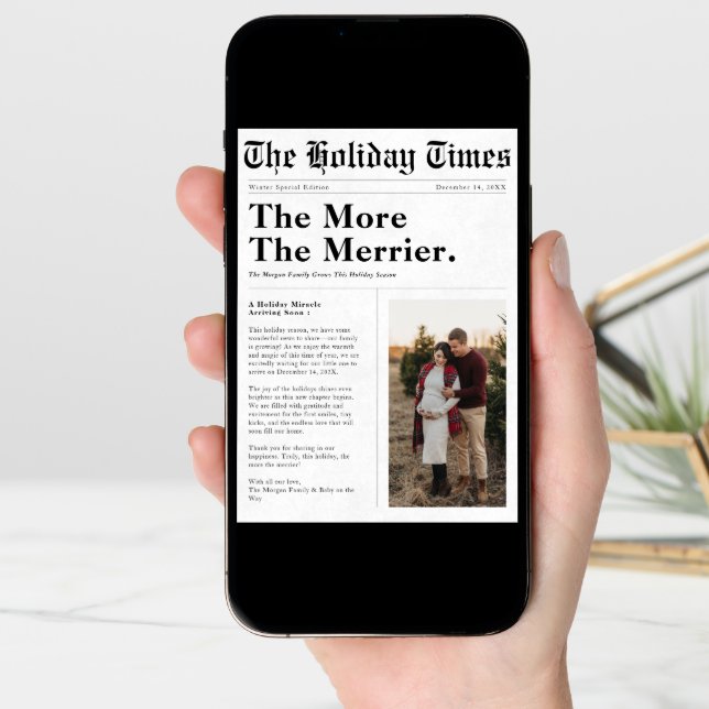 Newspaper Style | The More The Merrier Pregnancy Announcement (Front Digital)