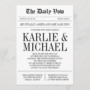 Newspaper Style Wedding Invitation by goskell at Zazzle