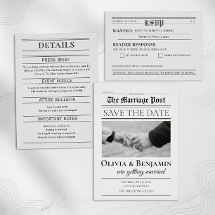 Newspaper-Style Wedding Save the Date
