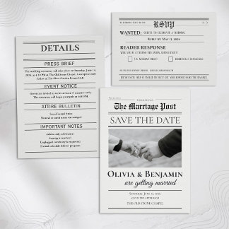 Newspaper-Style Wedding Save the Date