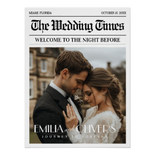 Newspaper The Night Before Wedding Welcome Sign