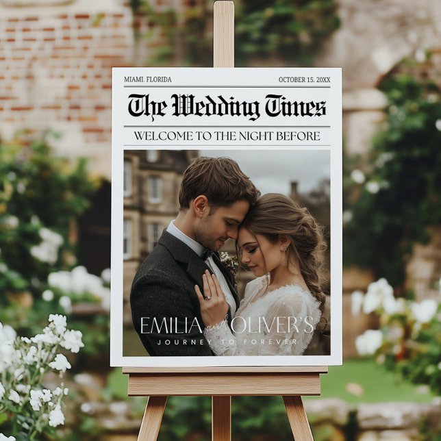 Newspaper The Night Before Wedding Welcome Sign  (Creator Uploaded)