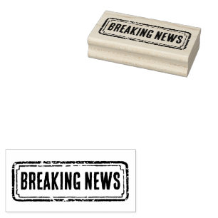 Newspaper Themed Distressed Breaking News Rubber Stamp