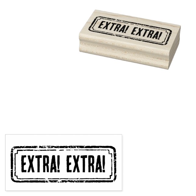 Newspaper Themed Distressed Extra! Extra! Rubber Stamp (Stamped)