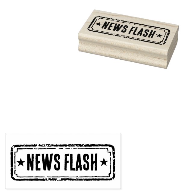 Newspaper Themed Distressed News Flash Rubber Stamp (Stamped)
