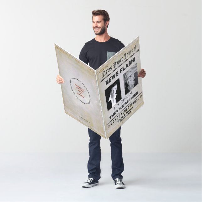 Newspaper, THEY'RE RETIRED, Photo Insert, Huge  Card (In Situ)