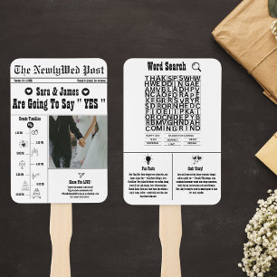 Newspaper Timeline and Wedding Programs Hand Fan